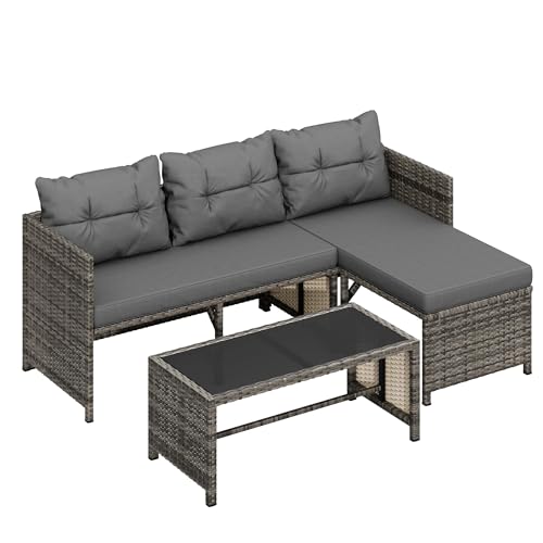 3 Pieces Outdoor Patio Furniture Set (Dark Gray)