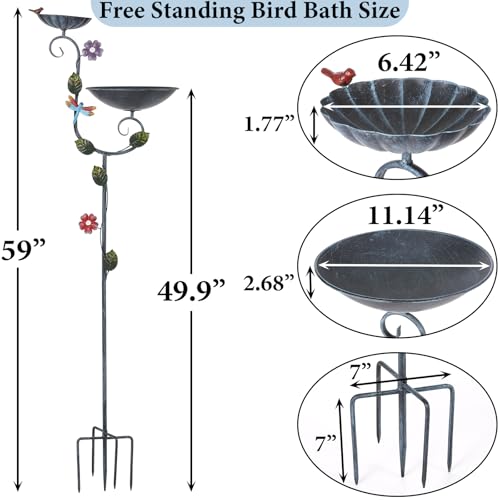 Free Standing Bird Baths for Outdoors (Dragonfly)