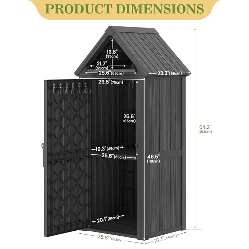 Outdoor Resin Storage Cabinet Sturdy All (Black)
