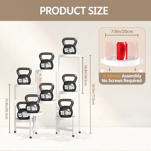 Plant Stand Indoor Outdoor Tall with Plastic Tray (Bright White / 8 Tier)