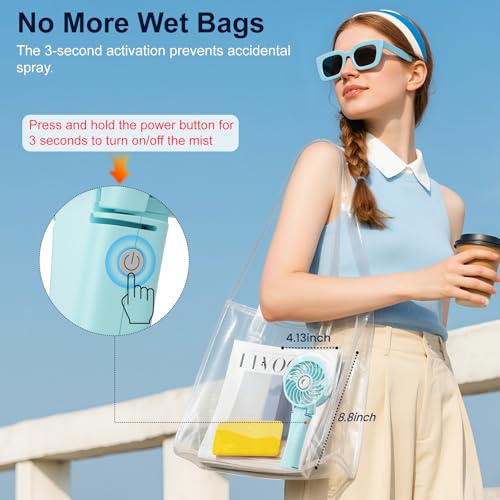 Upgraded Portable Handheld Misting Fan (HF318C / Light Blue)