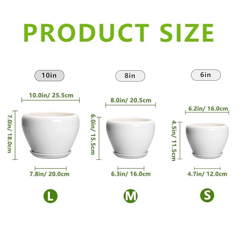 10+8+6 Inch Ceramic Planter (10+8+6 Inch / White)