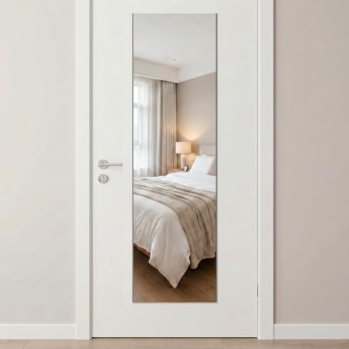 No-Nail Self-Adhesive Wall NanoMirror, 16 x 55 in, Black (Black / 55"L x 16"W)