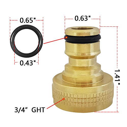Garden Hose Quick Connector Water Hose Quick Connect ¾ inch GHT Brass Easy Connect Fitting Quick Connect Hose Fittings Garden Hose Fitting Water Hose Connectors (3 Count)