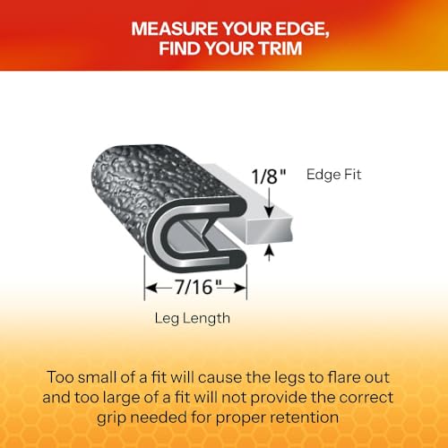 Edge Trim Fits 1 (25 Feet / Fits 1/8" Edge , 7/16” Leg Length, Dual Gripping Fingers)