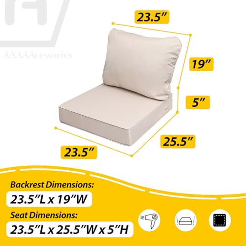 Outdoor Chair Cushions (Sandstone Beige / 23.5"x25.5"x5" / 23.5"x19")