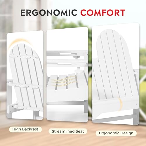 Outdoor Patio HDPE Adirondack Garden Skinny Bench (White / 51.5IN)