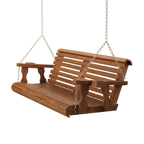 Heavy Duty 700 Lb Capacity Porch Swing with Cup Holders