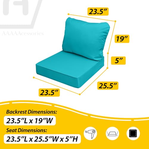 Outdoor Chair Cushions (Turquoise Blue / 23.5"x25.5"x5" / 23.5"x19")
