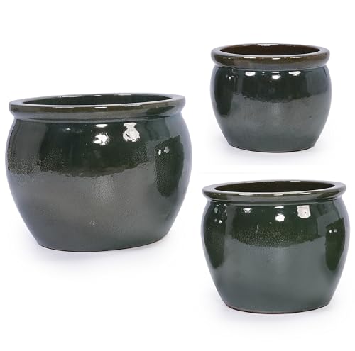 Ceramic Plant Pots Set of 3 Size (Antique Blue Green)