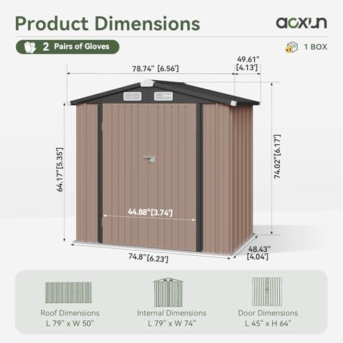 6'x4' Outdoor Storage Shed with Base (Brown / 6'x4')