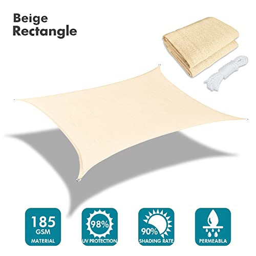 10'X22' Sun Shade Sail Cream Curved Rectangle Customizable