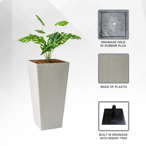 28 Inch Tall Square Tapered Planter (2 Count)