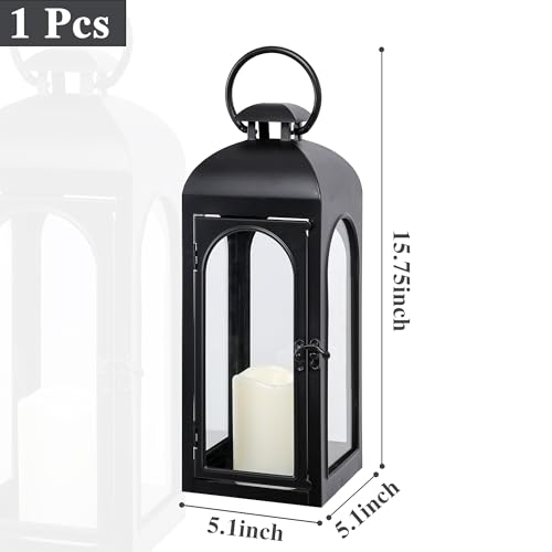 Decorative Outdoor Lantern Candle (Black Lantern Timer / 16 Inch)