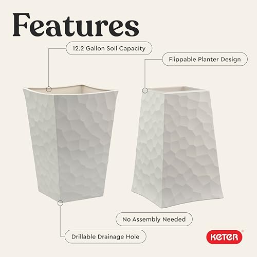 Stone Tapered Planter Set of 2 (Stone-Look / Cream)