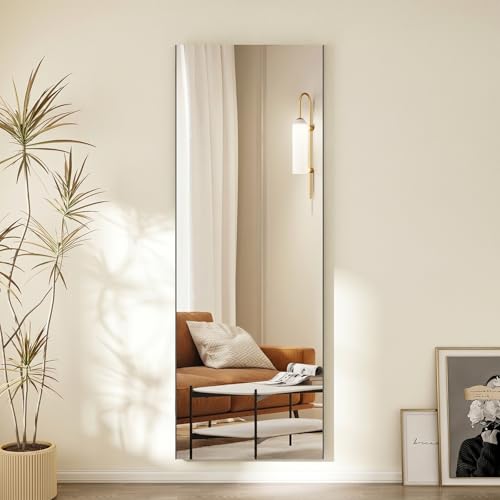 No-Nail Self-Adhesive Wall NanoMirror, 24 x 67 in, Black (Black / 67"L x 24"W)