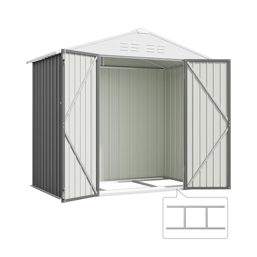 6x4 FT Outdoor Storage Shed with Floor Frame (Gray / 6x4 FT)
