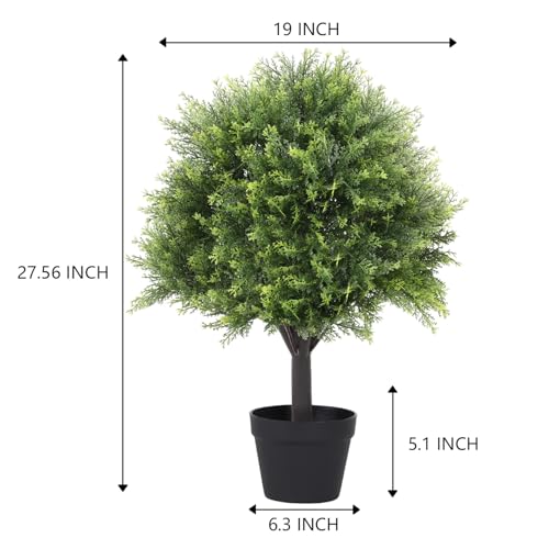 27“ Artificial Cedar Topiary Trees Outdoor Faux Plants (Cedar 27in)