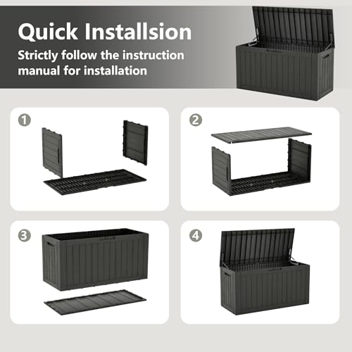 140 Gallon Outdoor Storage Box Waterproof Deck Box for Patio (Black / 140 Gallon)