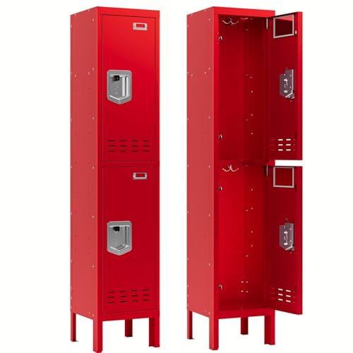 Metal Lockers (Red / 2 Door-(66.15" H x 11.8" W x 11.8" D))