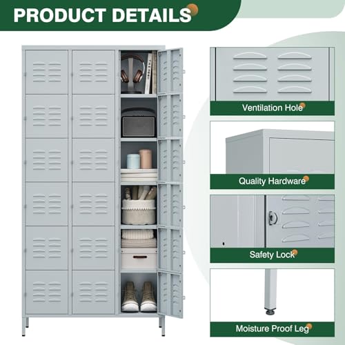 Metal Lockers for Employees (18 Door / Grey)