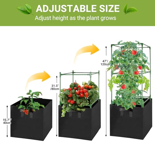 3 Pack Tomato Cages with 17 Gallon Grow Bags (3 Count)
