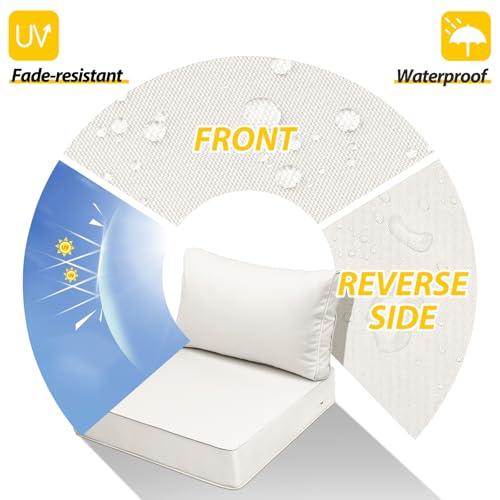 Outdoor Chair Cushions (Linen White / 23"x23"x5" / 23"x13.5")