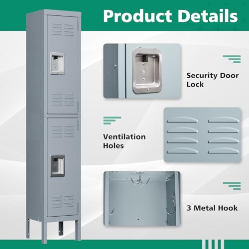 Metal Lockers for Employees (2 Door-Small / Grey)