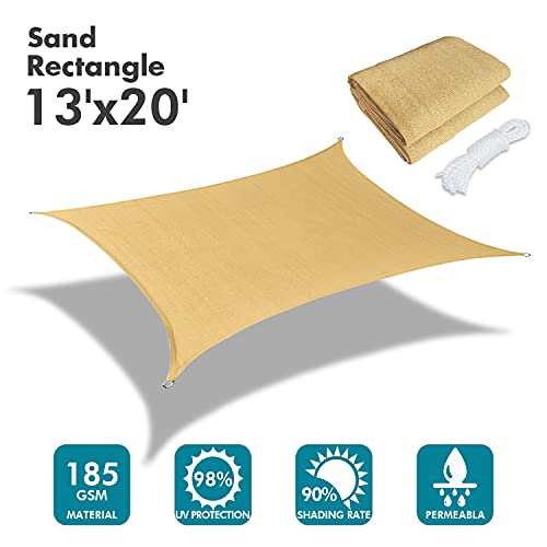 13'x20' Sun Shade Sail Sand Curved Rectangle (Sand / 1 3' X 2 0')