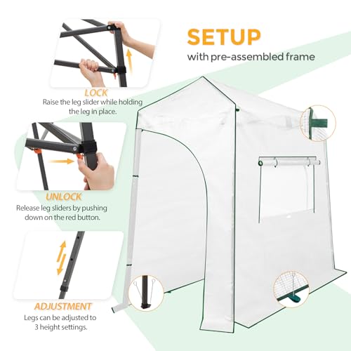 9x4 Easy Setup Pop Up Greenhouse (Clear/White / 9x4)