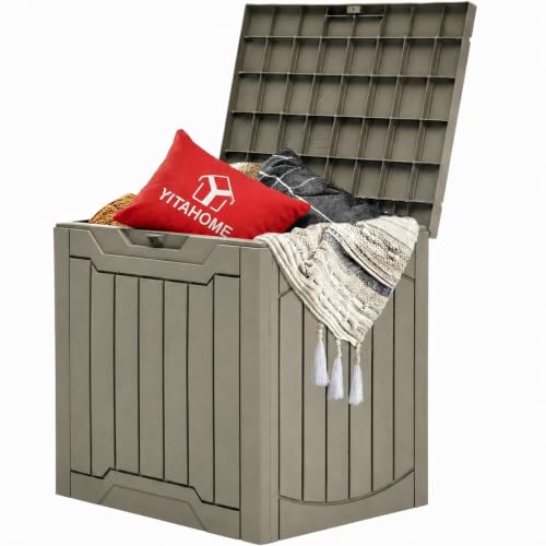 31 Gallon Resin Deck Box Outdoor Storage Box and Waterproof (Taupe / 31 Gallon)
