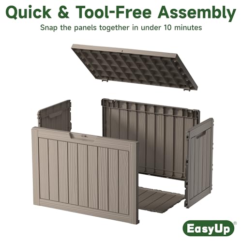 45 Gallon Waterproof Outdoor Storage Box UV Resistant Deck Box (Grey / 45 Gallon)