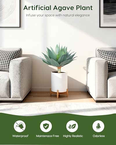 Outdoor Faux Plants UV Resistant Fake Agave Plant Artificial for Indoor and Outdoor Decor (Green-1 Pack)