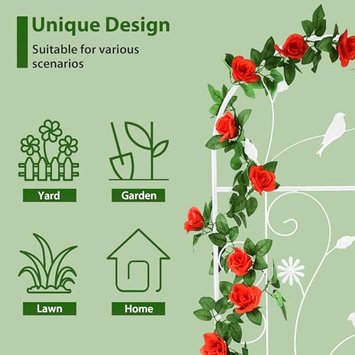 86.5" x 19.7" Metal Garden Trellis for Climbing Plants (1 Pack - Arched - 86.5" x 19.7"-White)