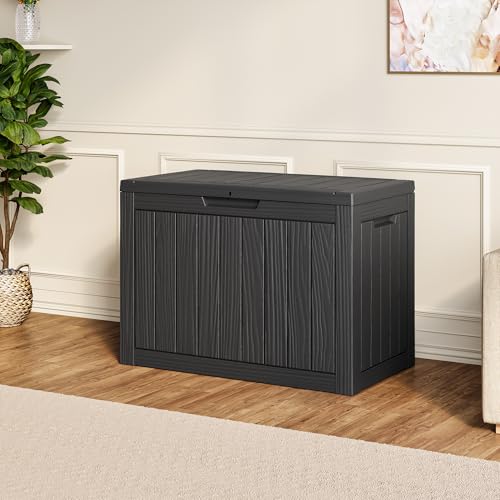 55 Gallon Outdoor Storage Box Waterproof Deck Box for Patio (Black / 55 Gallon)