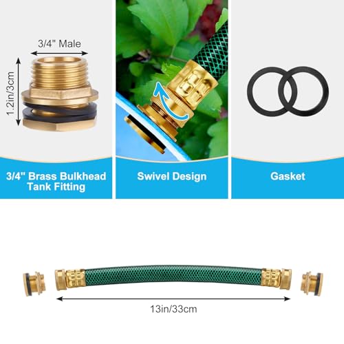 Brass Rain Barrel Spigot Linking Connector Hose Kit