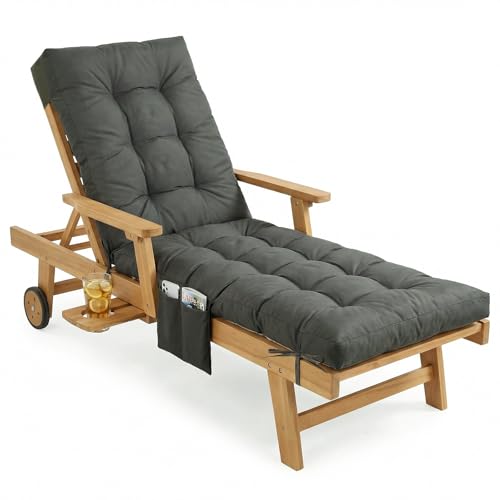 Outdoor Chaise Lounge Chair Cushion (Dark Grey)