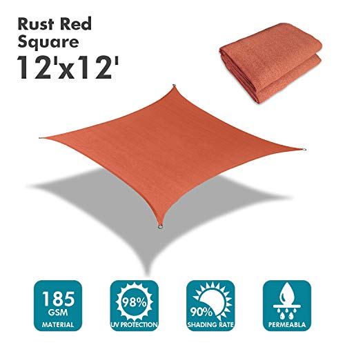 12'x12' Sun Shade Sail Rust Red Curved Square (Rust Red / 1 2' X 1 2')