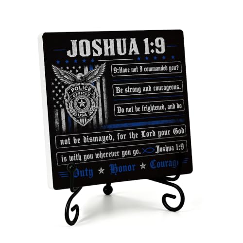 Police Officer Gift for Women Men Home Office Book Shelf Table Decor 04 (Multicolor 1731 / Wooden sign with iron frame（6.3 x 6.3 inches）)