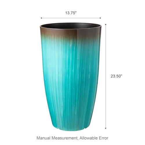 23.5" H Tall Outdoor Planter (23.5" H / Gradient Turquoise)