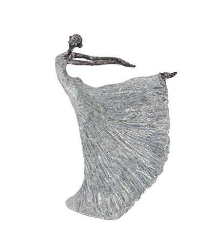 Polystone Dancer Decorative Sculpture Home Decor Statue (Gray / 12" x 3" x 16")