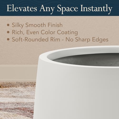 15" Premium Large Conico Fiberstone Outdoor Planter (Gray / 15.3" H x 15" D)