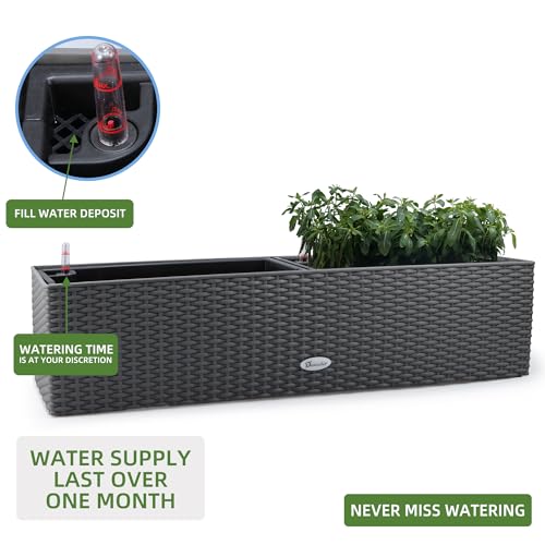 31.5 Inch Self Watering Rail Window Box with Bracket