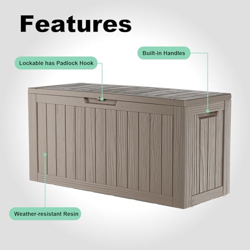 150 Gal Deck Box Waterproof Outdoor Storage Box Gray (Grey / 150 Gallon)