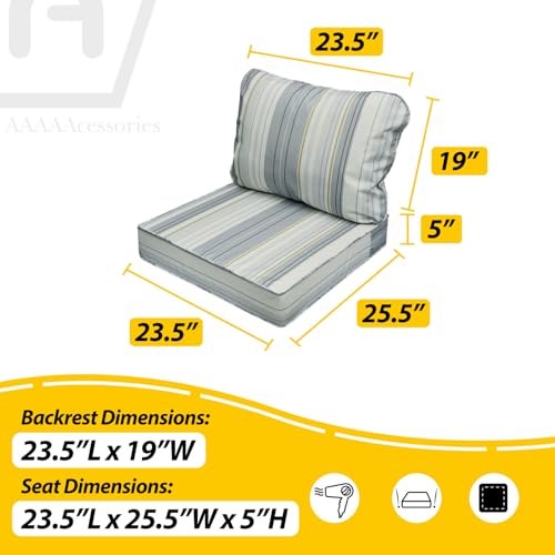 Outdoor Chair Cushions (Ash Blue Harbor Stripe / 23.5"x25.5"x5" / 23.5"x19")