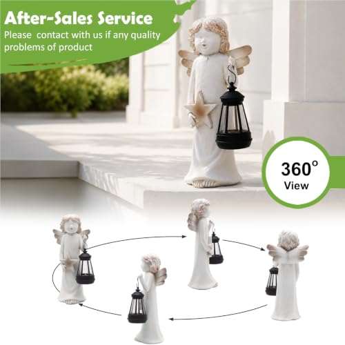 Garden Angel Statue with Solar Lantern (White Angel)