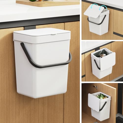 Small Trash Can with Lid (White / 5L-Slide)