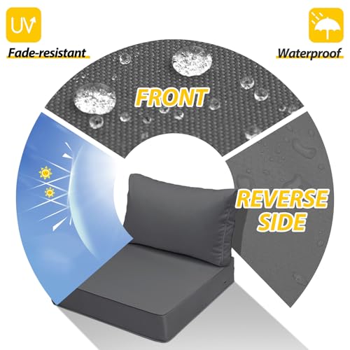 Outdoor Chair Cushions (Dark Gray / 23.5"x25.5"x5" / 23.5"x13.5")