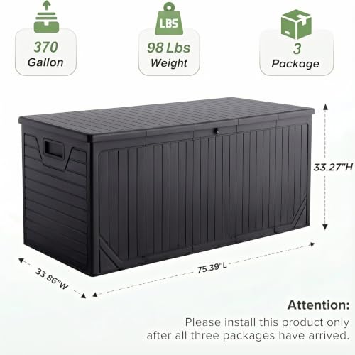 370 Gallon Extra Large Deck Box Waterproof (370 Gal)