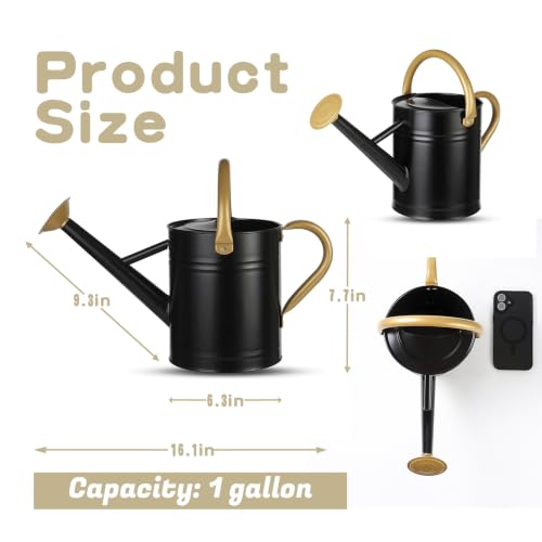 1 Gallon Watering Can for Plants (Black-gold)